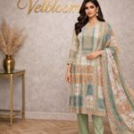 Light Green Floral Printed Unstitched Suit Set