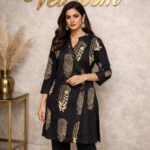 Black Golden Printed Kurta Set