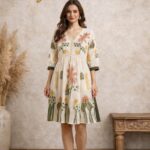 Cream Embroidered Frock