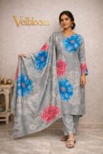 Grey Printed Unstitched Suit Set