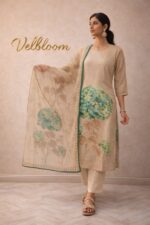 Elegant Beige Green Kurta Set